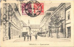 Nagyszombat, Tyrnau, Trnava; gimnázium, üzlet. I.E. Steinitz és fia kiadása / Gymnasium / grammar school, shop. TCV card