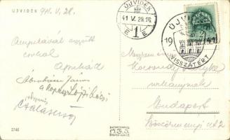 1941 Újvidék, Novi Sad; Városháza, Szentháromság szobor, Alga szálloda, rendőr, üzletek / town hall,...