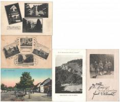 Kistapolcsány, Topolcianky; kastély belső, utca, vadászok fotó / castle interior, street, hunters photo - 5 db régi képeslap / 5 pre-1945 postcards
