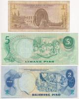 Vegyes: Szíria 1967. 1P + Fülöp-szigetek 1969. 5P + 1978. 2P + Kambodzsa 1972. 1000R + 1987. 5R T:I,...