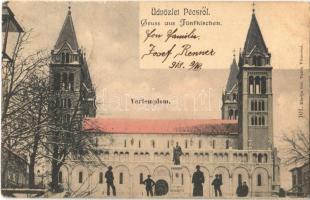 1918 Pécs, Fünfkirchen; Vártemplom télen. Özv. Tausz Vilmosné kiadása