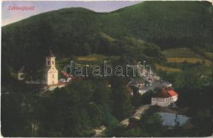 Szklenófürdő, Sklené Teplice; látkép templommal / general view with church (ázott / wet damage)