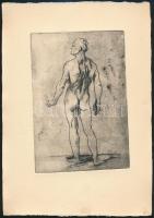 Jelzés nélkül: Akt háttal, 2 db rézkarc, papír, 17×12 cm