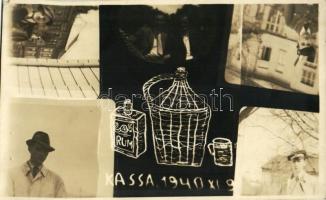 1940 Kassa, Kosice; Egy kis házibál a bevonulás idejéből, fotómontázs / house party at the time of the entry of the Hungarian troops, photo montage (kis szakadás / small tear)