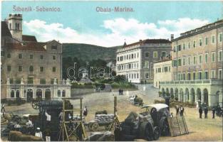 Sibenik, Sebenico; Obala Marina / quay, industrial railway, mariners, hotel