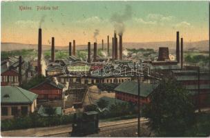 Kladno, Poldina hut / ironworks, factory, industrial railway with locomotive (EK)