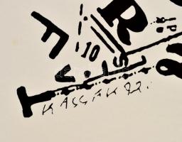 Kassák Lajos (1887-1967): Olvasni. Szitanyomat, papír, jelzett a nyomaton, 34×29 cm