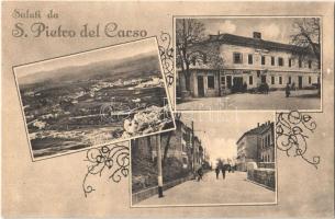 Pivka, St. Petra na Krasu, San Pietro del Carso, St. Peter in Krain; Albergo Nazionale / street, hotel, automobile. Art Nouveau