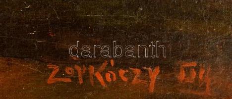 Zorkóczy jelzéssel: Patak az erdőszélen. Olaj, vászon-karton, kis gyűrődéssel, keretben, 58×77 cm