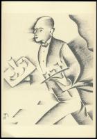 Molnár C. Pál (1894-1981): Pincér, kis szériás ofszet, papír, 29,5×21 cm