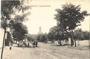 1911 Csanakfalu, Ménfőcsanak (Győr); Fő utca, templom, lovasszekér. Kiadja Radics János