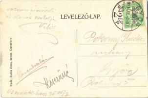 1911 Csanakfalu, Ménfőcsanak (Győr); Fő utca, templom, lovasszekér. Kiadja Radics János