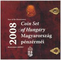 2008. 1Ft-100Ft 7klf db + Mátyás denár Ag fantáziaverete Reneszánsz emlékév dísztokos forgalmi szettben T:PP Adamo FO42.4