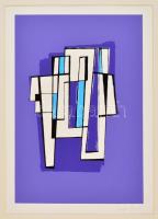 Frank Magda (1914-1997): Kompozíció 1989. Szitanyomat, papír, jelzett, 39,5×27,5 cm