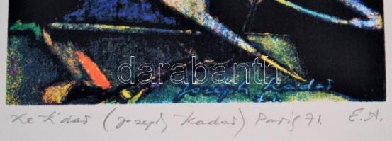 Joseph Kádár (1936-2019): Kompozíció. Elektrográfia, papír, jelzett, számozott (EA), 19,5×19,5 cm