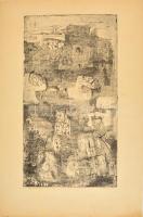 Balogh László (1930-):Elgépiesedett világ. Rézkarc, papír, jelzett, 54×29,5 cm