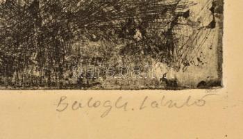 Balogh László (1930-):Elgépiesedett világ. Rézkarc, papír, jelzett, 54×29,5 cm