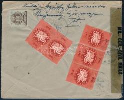 1946 Cenzúrázott levél 5 x 3000 P bérmentesítéssel Ausztriába / Registered cover to Austria