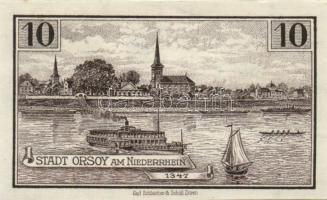 Német Birodalom/Weimari Köztársaság Orsoy 1921. 10Pf + 25Pf + 50Pf 3klf, teljes sor T:I