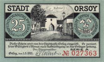 Német Birodalom/Weimari Köztársaság Orsoy 1921. 10Pf + 25Pf + 50Pf 3klf, teljes sor T:I