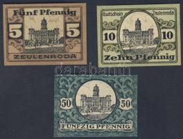 Német Birodalom/Weimari Köztársaság Zeulenroda 1920. 5Pf + 10Pf + 50Pf 3klf, teljes sor T:I