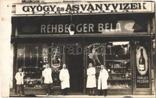 Győr, Rehberger Béla csemege üzlete, Gyógy és Ásványvizek főraktára, Törley pezsgő reklám. Király utca 9. photo