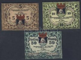 Német Birodalom/Weimari Köztársaság Zeulenroda 1920. 5Pf + 10Pf + 50Pf 3klf, teljes sor T:I