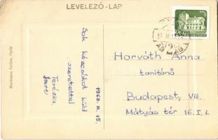 Győr, Rába részlet, iparvasút vagonokkal. Herman Izidor kiadása (EK)