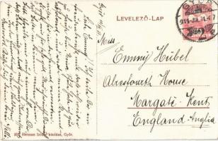 1911 Győr, Munkácsy utca, háttérben a zsinagóga. Herman Izidor kiadása