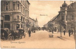 1908 Győr, Baross út, lovashintók. Nitsmann J. kiadása