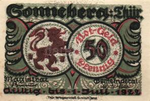 Német Birodalom/Weimari Köztársaság Sonneberg 1921. 50Pf (6x) 6klf, teljes sor T:I