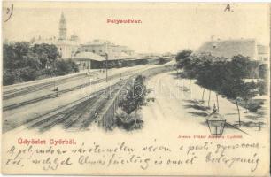 1901 Győr, pályaudvar, vasútállomás. Berecz Viktor kiadása