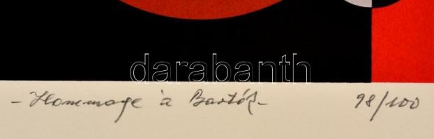 Joseph Kádár (1936-2019): Hommage Bartók. Szitanyomat, papír, jelzett, számozott (98/100), 45×58 cm