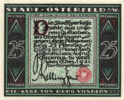 Német Birodalom/Weimari Köztársaság Osterfeld 1921. 25Pf (3x) + 50Pf (3x) + 75Pf (3x)összesen:10klf,...