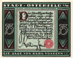 Német Birodalom/Weimari Köztársaság Osterfeld 1921. 25Pf (3x) + 50Pf (3x) + 75Pf (3x)összesen:10klf,...