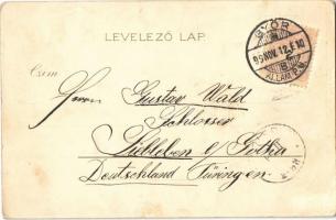 1899 Győr, Sétatéri kioszk, Püspöki vár, Kisfaludy szobor. Luszt Ármin művészlapja. litho (EK)