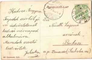 1911 Győrújfalu, Győr-Újfalu; Németh Lajos Nagyvendéglője, Fő tér, harang (kis szakadás / small tear...