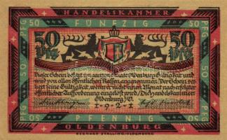 Német Birodalom/Weimari Köztársaság Oldenburg 1921. 50Pf (6x) 6klf, teljes sor T:I