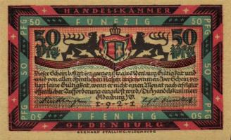 Német Birodalom/Weimari Köztársaság Oldenburg 1921. 50Pf (6x) 6klf, teljes sor T:I