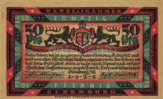 Német Birodalom/Weimari Köztársaság Oldenburg 1921. 50Pf (6x) 6klf, teljes sor T:I