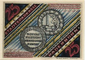 Német Birodalom/Weimari Köztársaság Paderborn 1921. 25Pf + 50Pf + 75Pf + 1M + 2M összesen:5klf, teljes sor T:I