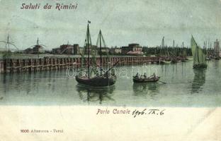 1906 Rimini, Porto Canale / port, sailing vessels, boats