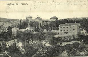 1907 Fiume, Rijeka; Castello di Tersatto / Svetiste na Trsatu / Schloss Tersatto mit Kirche / Trsat Castle with church