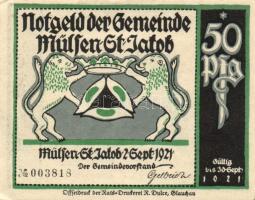 Német Birodalom/Weimari Köztársaság Mülsen-St.Jacob 1921. 50Pf (8x) 8klf, teljes sor T:I-