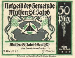Német Birodalom/Weimari Köztársaság Mülsen-St.Jacob 1921. 50Pf (8x) 8klf, teljes sor T:I-