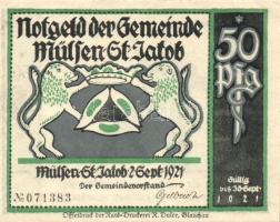 Német Birodalom/Weimari Köztársaság Mülsen-St.Jacob 1921. 50Pf (8x) 8klf, teljes sor T:I-