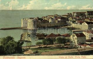 1908 Dubrovnik, Ragusa; Vrata od Ploca / Porta Ploce / kikötő, erőd / port, sailing vessels, fortress, walls