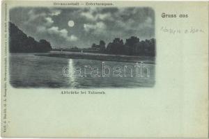 Vöröstoronyi-szoros, Roterturmpass, Pasul Turnu Rosu (Nagyszeben, Hermannstadt, Sibiu); vasúti híd este / railway bridge at night. G.A. Seraphin