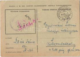 1944 Honvéd húsvéti üdvözlet. Tábori postai levelezőlap, kiadja a M. Kir. Honvéd Haditudósító Osztál...