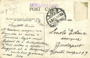 1908 Fiume, Rijeka; Pannónia kivándorlási hajó a kikötőben / Emigration ship Cunard Line SS Pannonia...